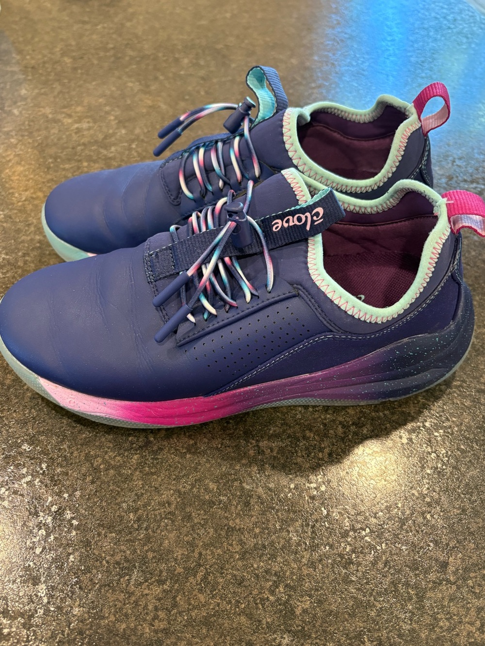 Clove Women's Navy Slip-On Sneakers with Pink & Mint Accents